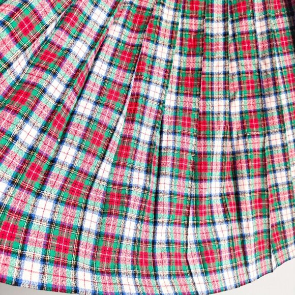 Vintage Pendleton Blue Green Plaid Midi Pleated Wool Skirt - Picture 3 of 5